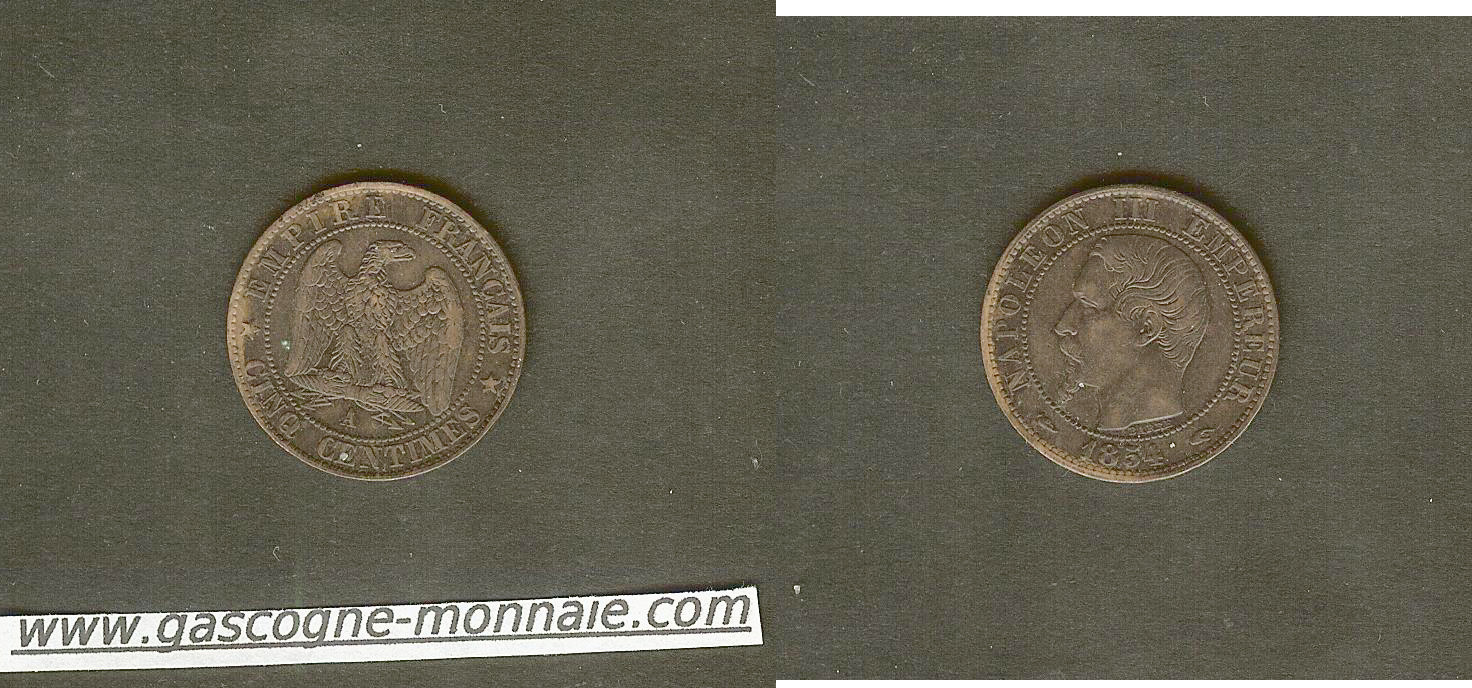 5 centimes Napoleon III 1854A EF+